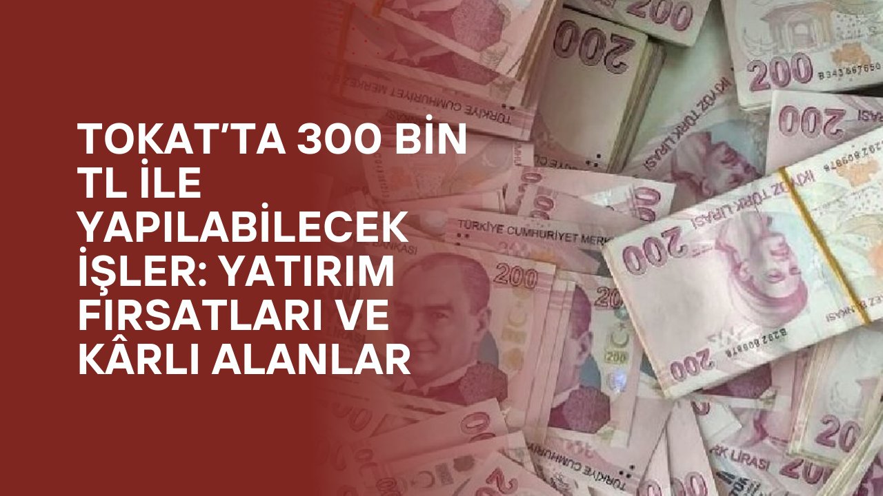 Tokat’ta 300 Bin TL İle Yapılabilecek İşler: Yatırım Fırsatları ve Kârlı Alanlar